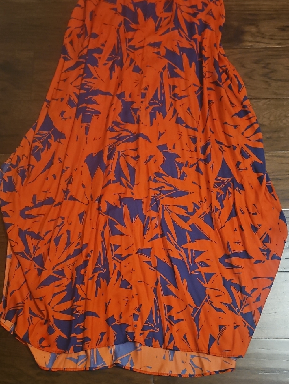 Vibrant Orange & Purple Tropical Maxi Dress - Picture 2 of 7